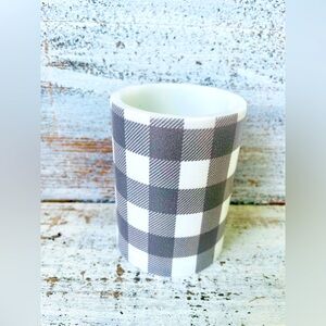 *Gray & White Large Buffalo Check Timer Pillar Candle 4”